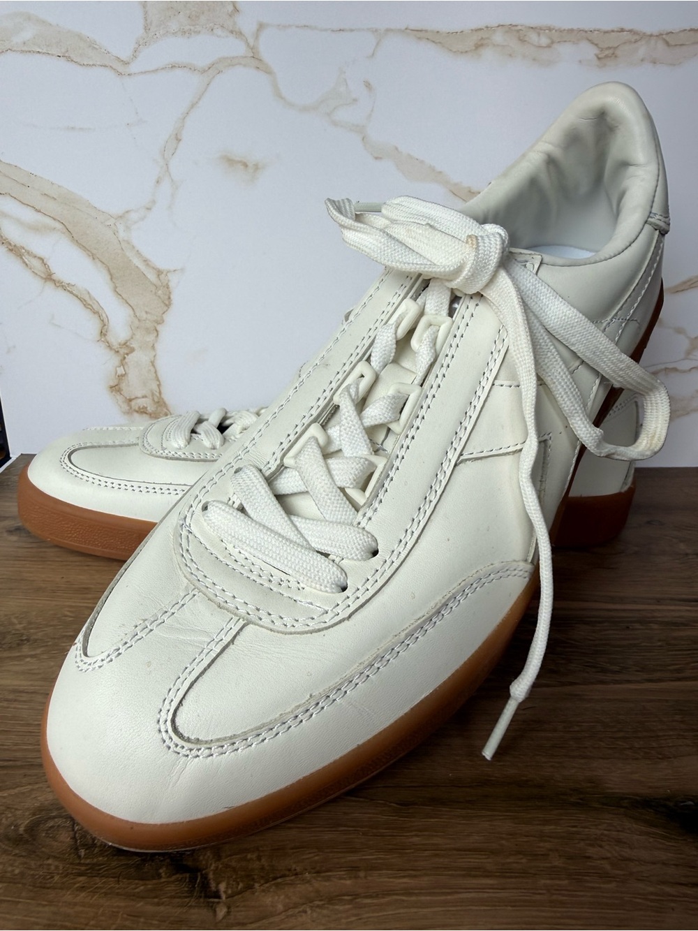 Diadora White Leather Sneakers with Gum Sole